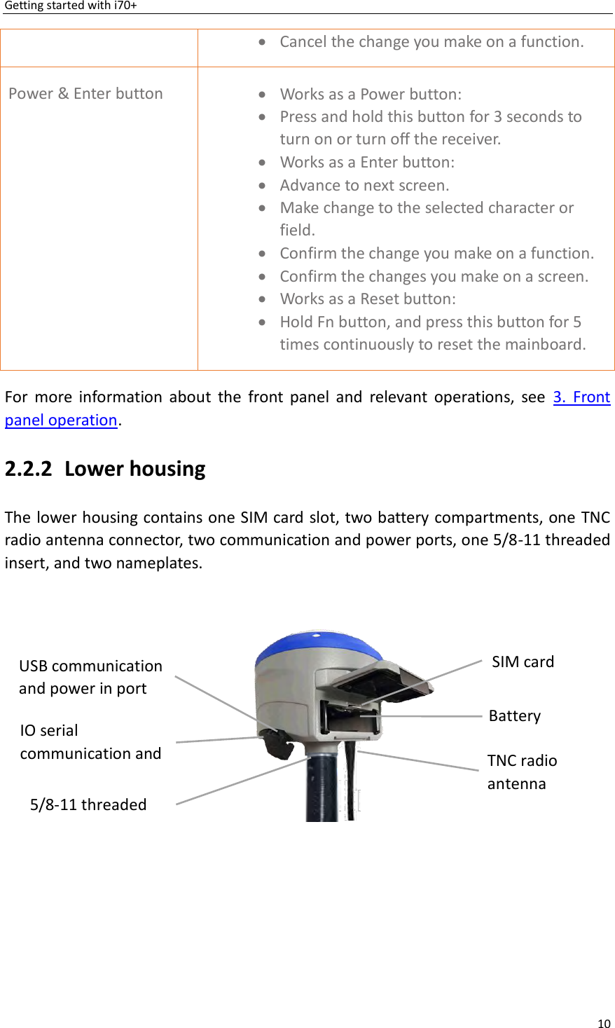 Page 10 of Huace Navigation Technology A01023 GNSS Receiver i70+ User Manual 