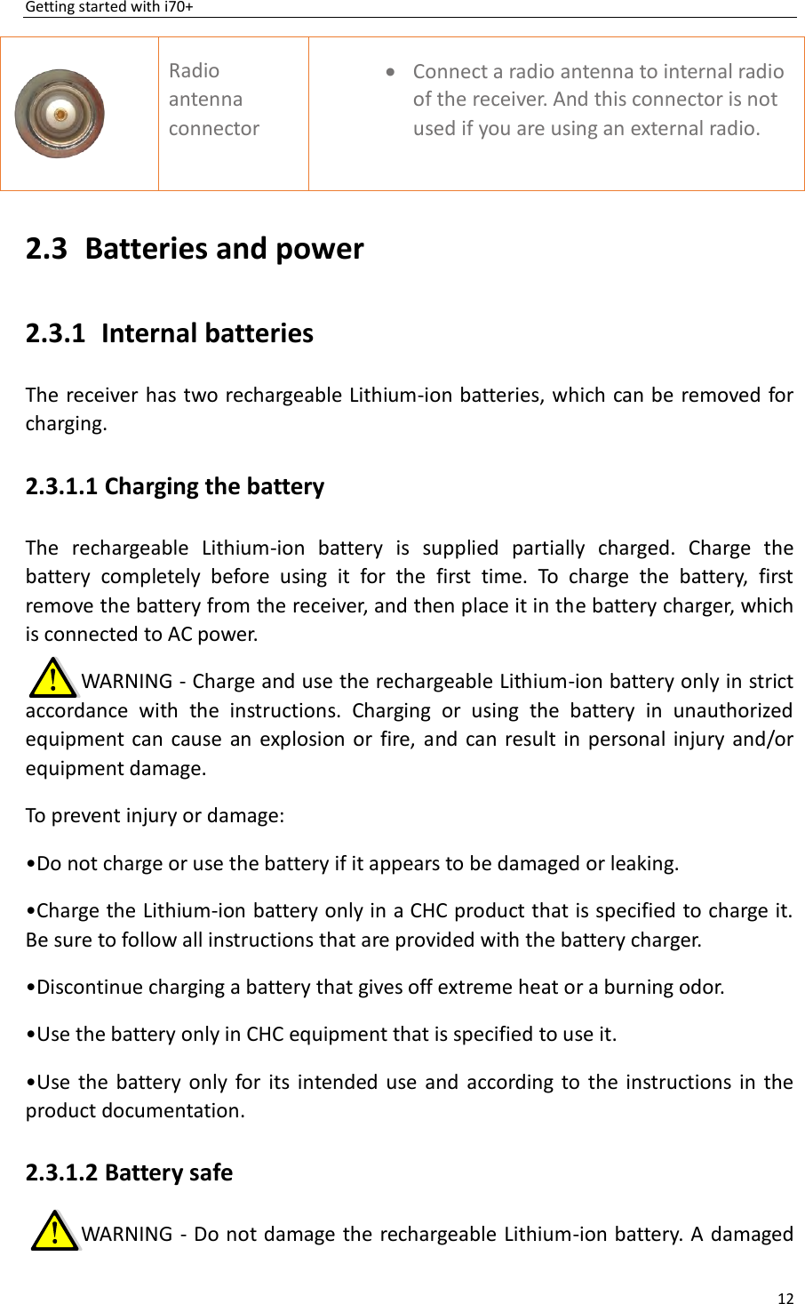 Page 12 of Huace Navigation Technology A01023 GNSS Receiver i70+ User Manual 