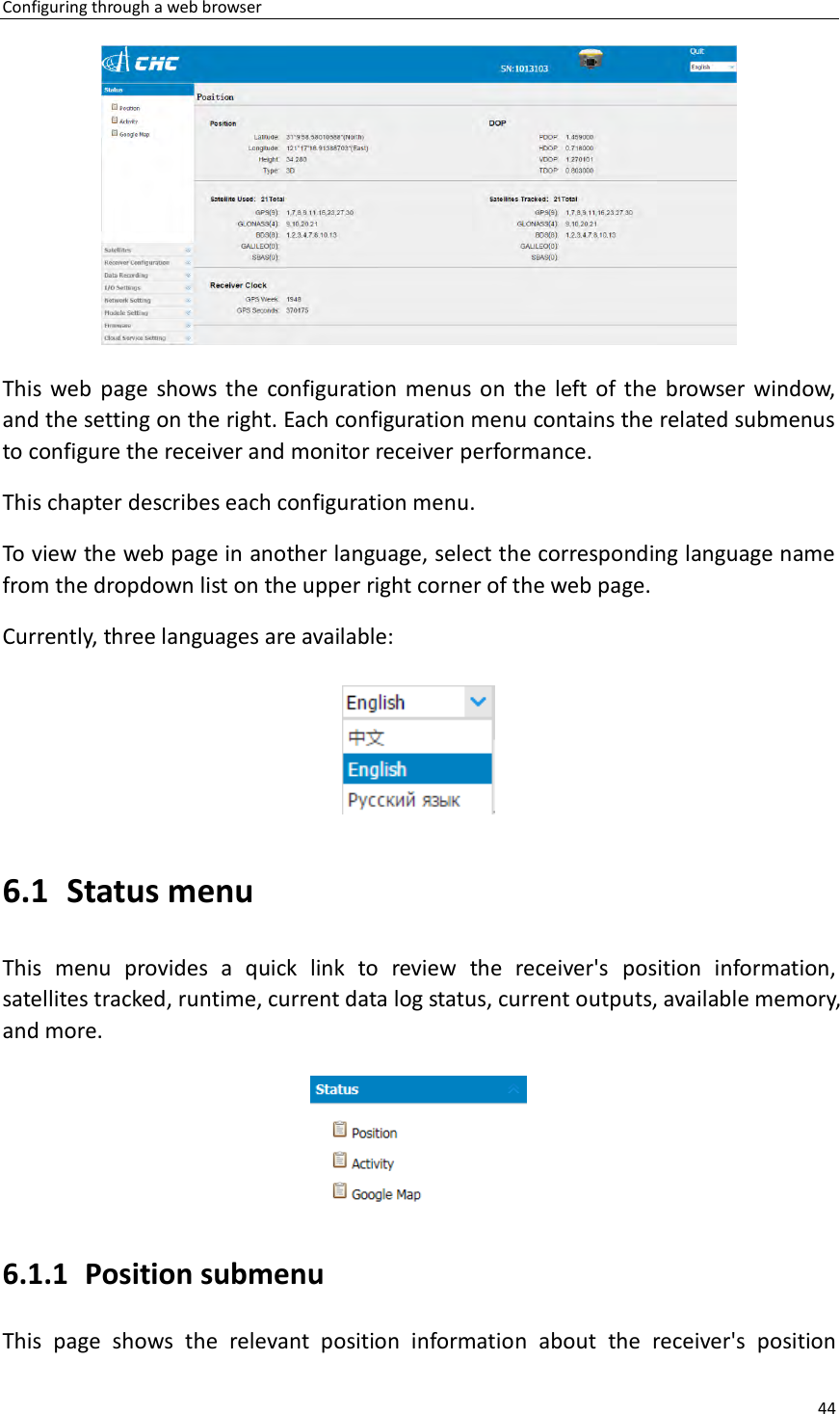 Page 44 of Huace Navigation Technology A01023 GNSS Receiver i70+ User Manual 