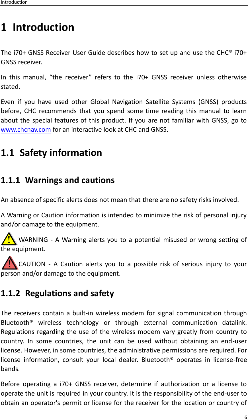 Page 6 of Huace Navigation Technology A01023 GNSS Receiver i70+ User Manual 