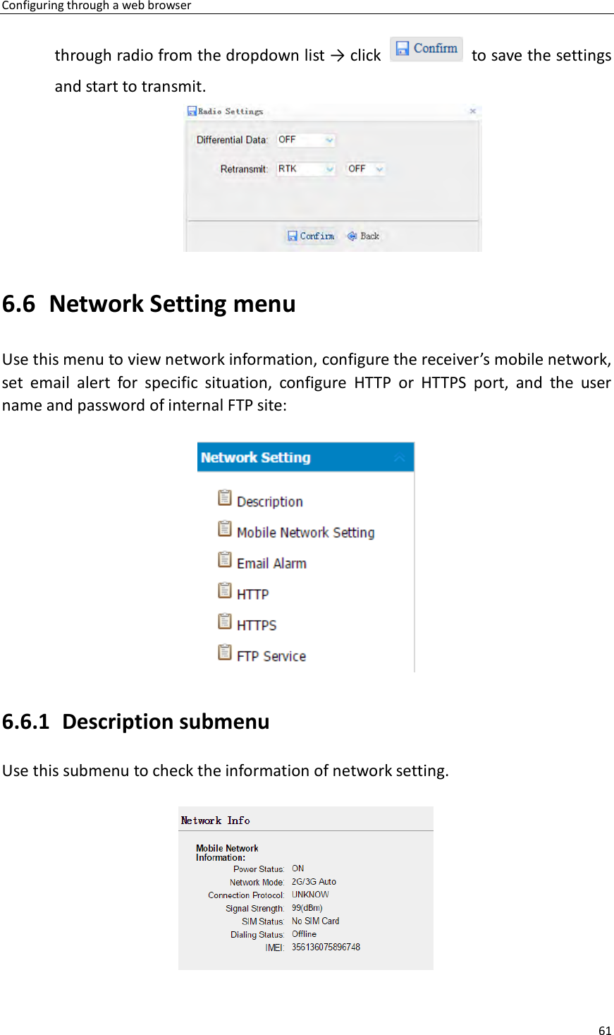 Page 61 of Huace Navigation Technology A01023 GNSS Receiver i70+ User Manual 