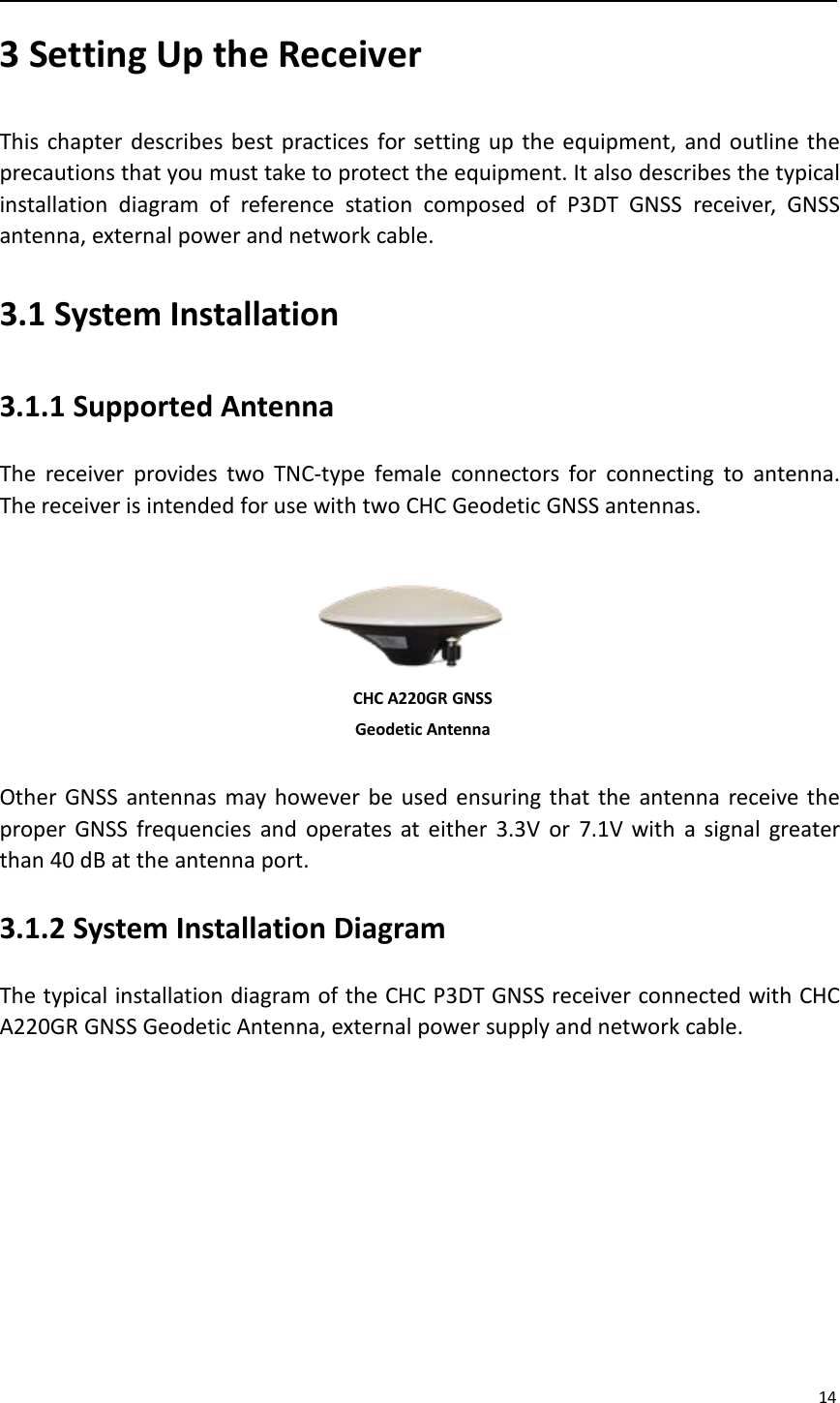 Page 14 of Huace Navigation Technology A02025 Geodetic GNSS Receiver P3DT User Manual 