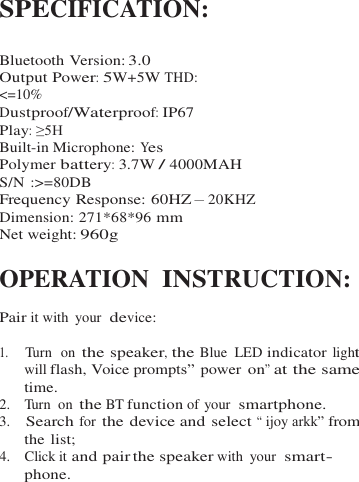 blufree pool speaker instructions