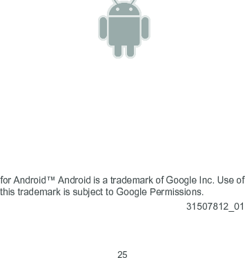 25   for Android™ Android is a trademark of Google Inc. Use of this trademark is subject to Google Permissions. 31507812_01 