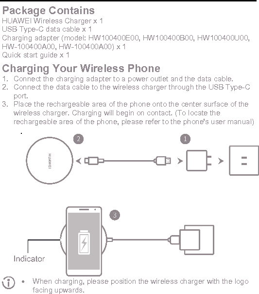 Huawei Technologies CP60 HUAWEI WIRELESS CHARGER User Manual