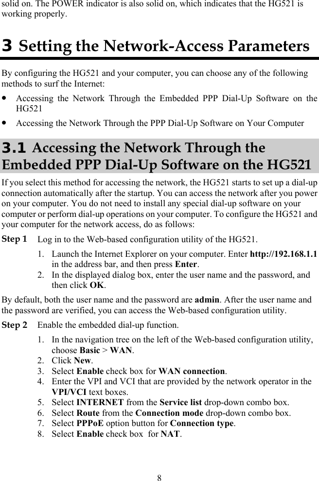 Page 13 of Huawei Technologies HG521 HOME GATEWAY User Manual