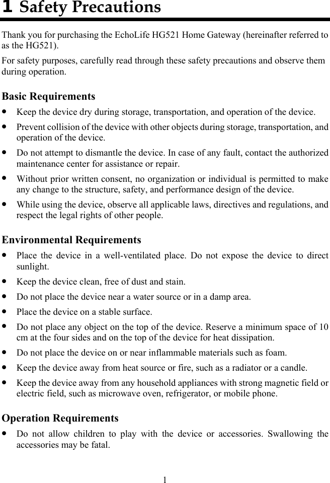 Page 6 of Huawei Technologies HG521 HOME GATEWAY User Manual