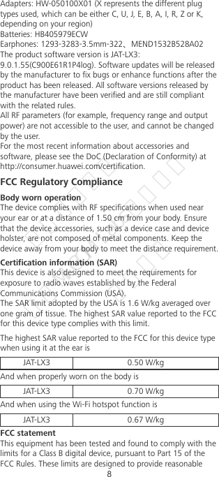 Page 9 of Huawei Technologies JAT-LX3 Smart phone User Manual JAT LX3 