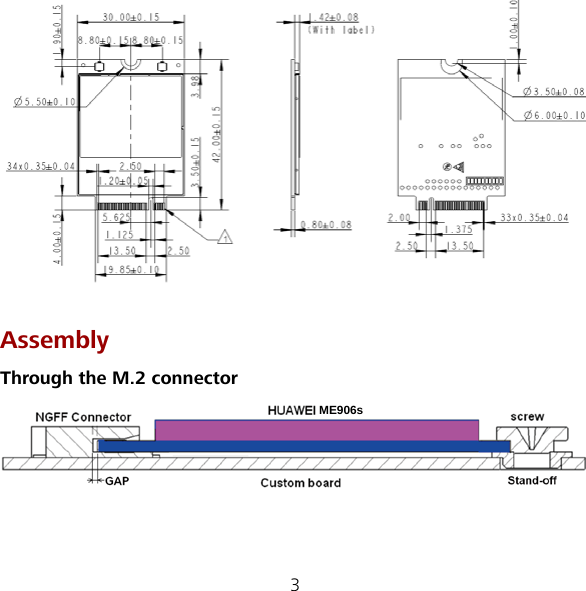 3   Assembly Through the M.2 connector ME906s  