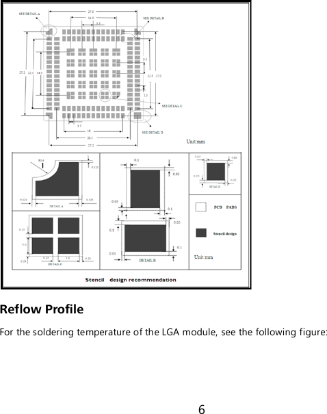 6  Reflow Profile For the soldering temperature of the LGA module, see the following figure: 