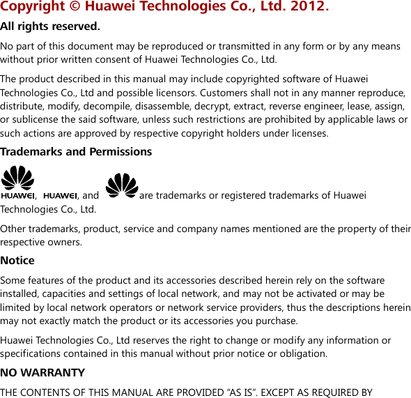 Page 1 of Huawei Technologies MU736 HSPA+ Module supporting GPRS/EDGE850/1900, UMTS 850/1900/1700 User Manual English