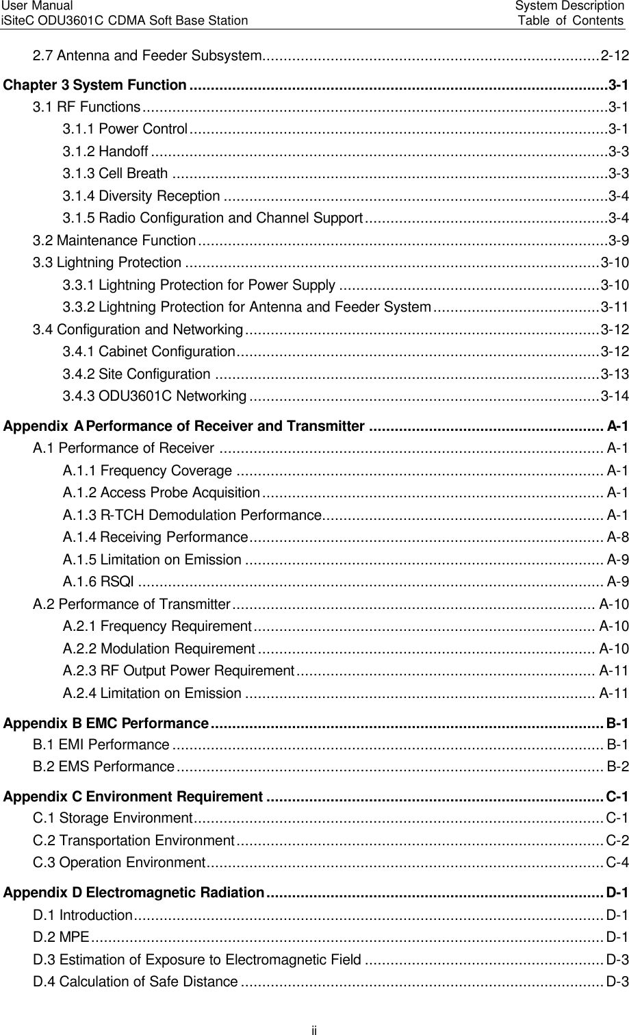Page 2 of Huawei Technologies ODU3601C-800 CDMA Base Station User Manual 2