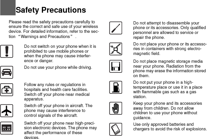 Observe any laws or regulations on the use of wireless device. Respect others’ privacy and legal rights when using your wireless device.Strictly follow the relevant instructions in this manual while using the USB cable. Otherwise your phone or PC may be damaged.