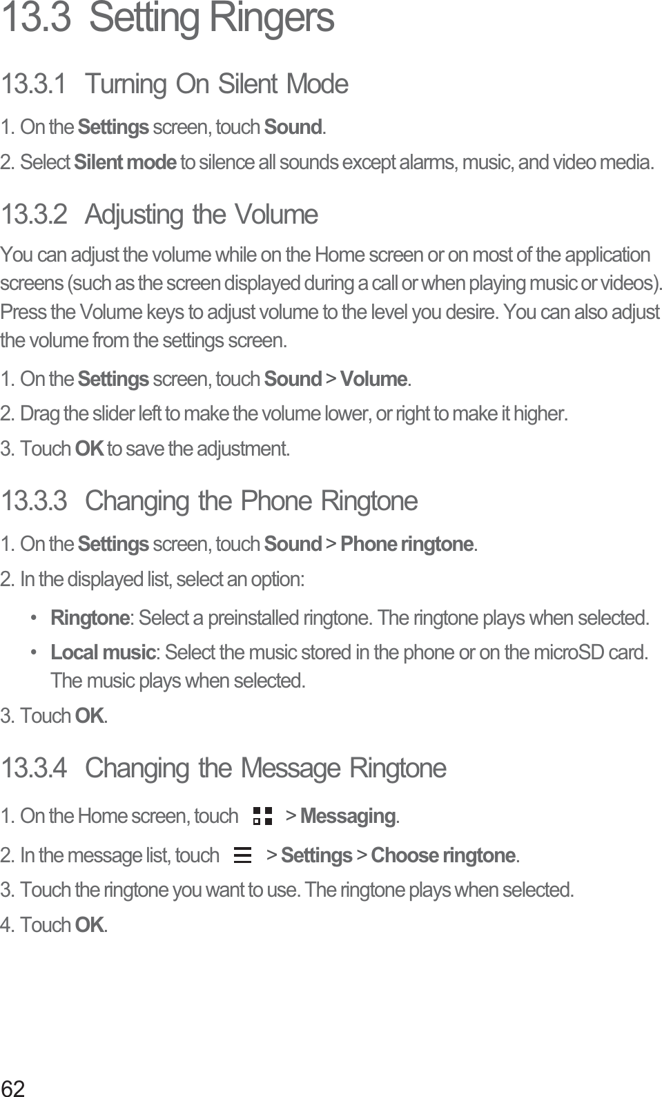 Page 67 of Huawei Technologies U8950N-1 HUAWEI U8950N-1, U8950N-1 mobile phone, with GSM, Bluetooth, WLAN, NFC. User Manual Normal