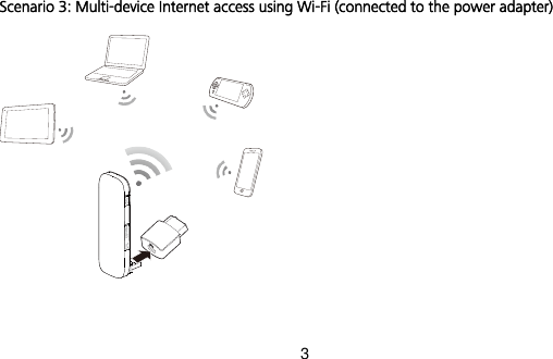 3 Scenario 3: Multi-device Internet access using Wi-Fi (connected to the power adapter)    