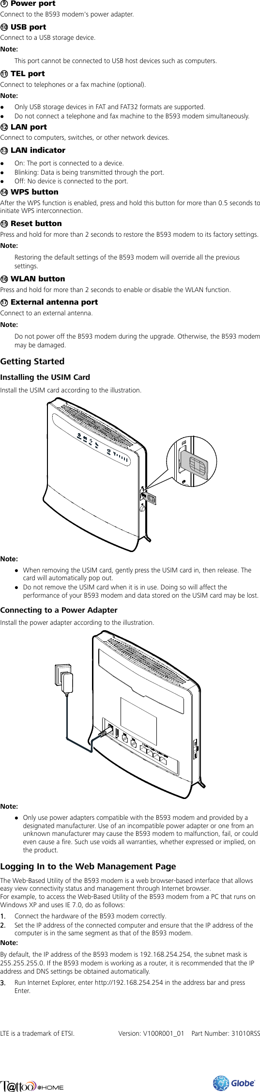 Page 2 of 2 - Huawei  B593s-931 Quick Start 01 English