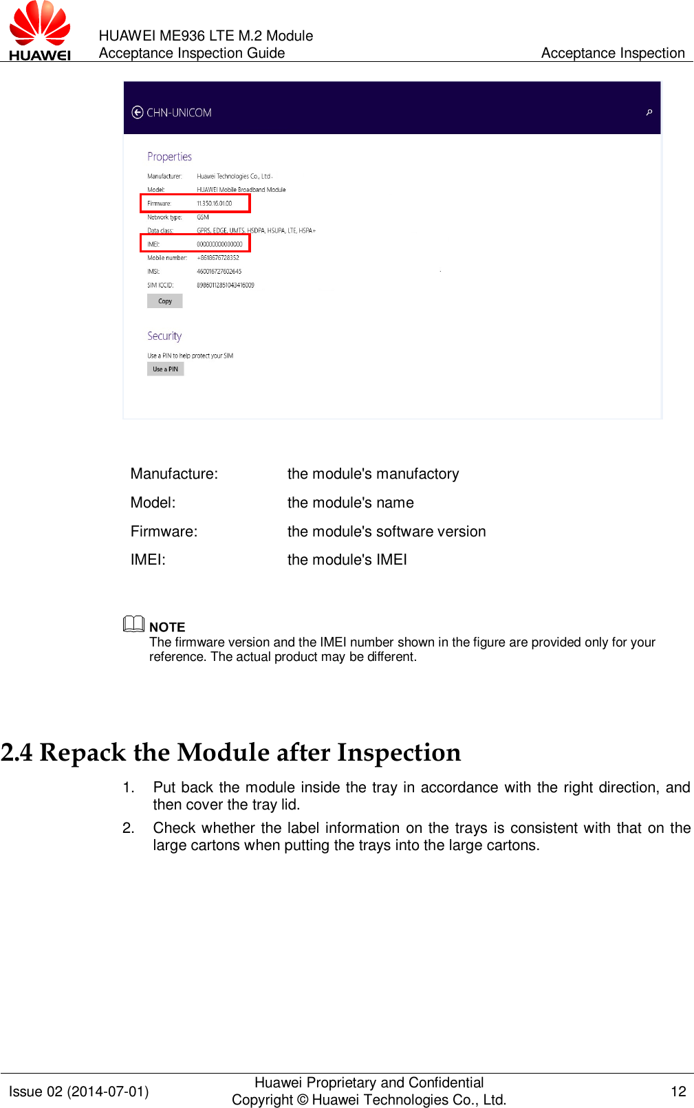 Huawei 目录 (Contents) ME936 LTE M.2 Module Acceptance Inspection Guide ...