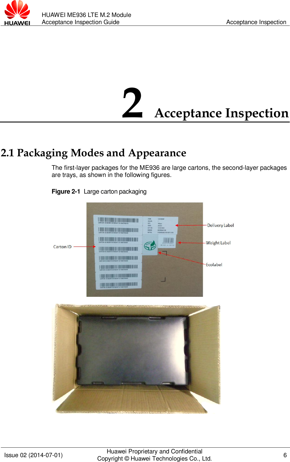 Page 6 of 12 - Huawei 目录 (Contents) ME936 LTE M.2 Module Acceptance Inspection Guide-(V100R001 02, English)