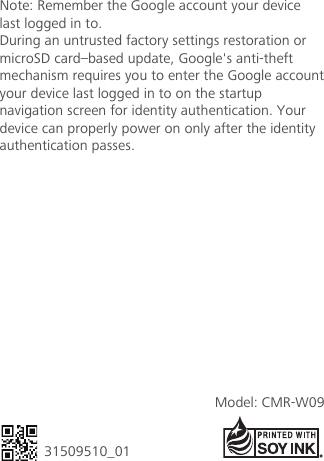 Page 10 of 10 - Huawei  Media Pad M5 Quick Start Guide-(01,en,US,CMR-W09)