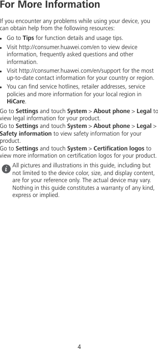 Page 5 of 10 - Huawei  P20 Pro Quick Start Guide (CLT-AL00, EMUI8.0, 01, English, India, Normal)