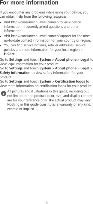 Page 5 of 10 - Huawei  P20 Lite Quick Start Guide (ANE-AL00, EMUI8.0, 01, English, India, Normal)