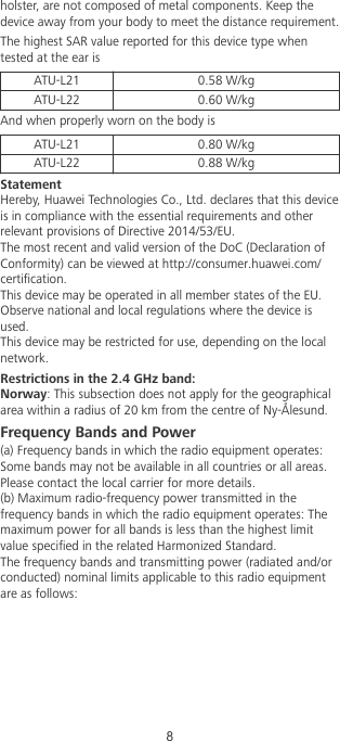 Page 9 of 12 - Huawei  Y6 2018 Quick Start Guide (ATU-L21&L22, 01, English, Normal)