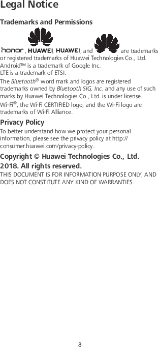 Page 10 of 10 - Huawei  Honor 9N Quick Start Guide (LLD-AL20,01,en,India,EMUI8.0,Dual,SI,L)