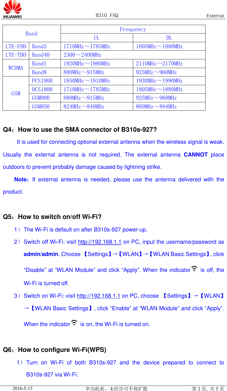 Page 2 of 5 - Huawei  B310s-927 FAQ