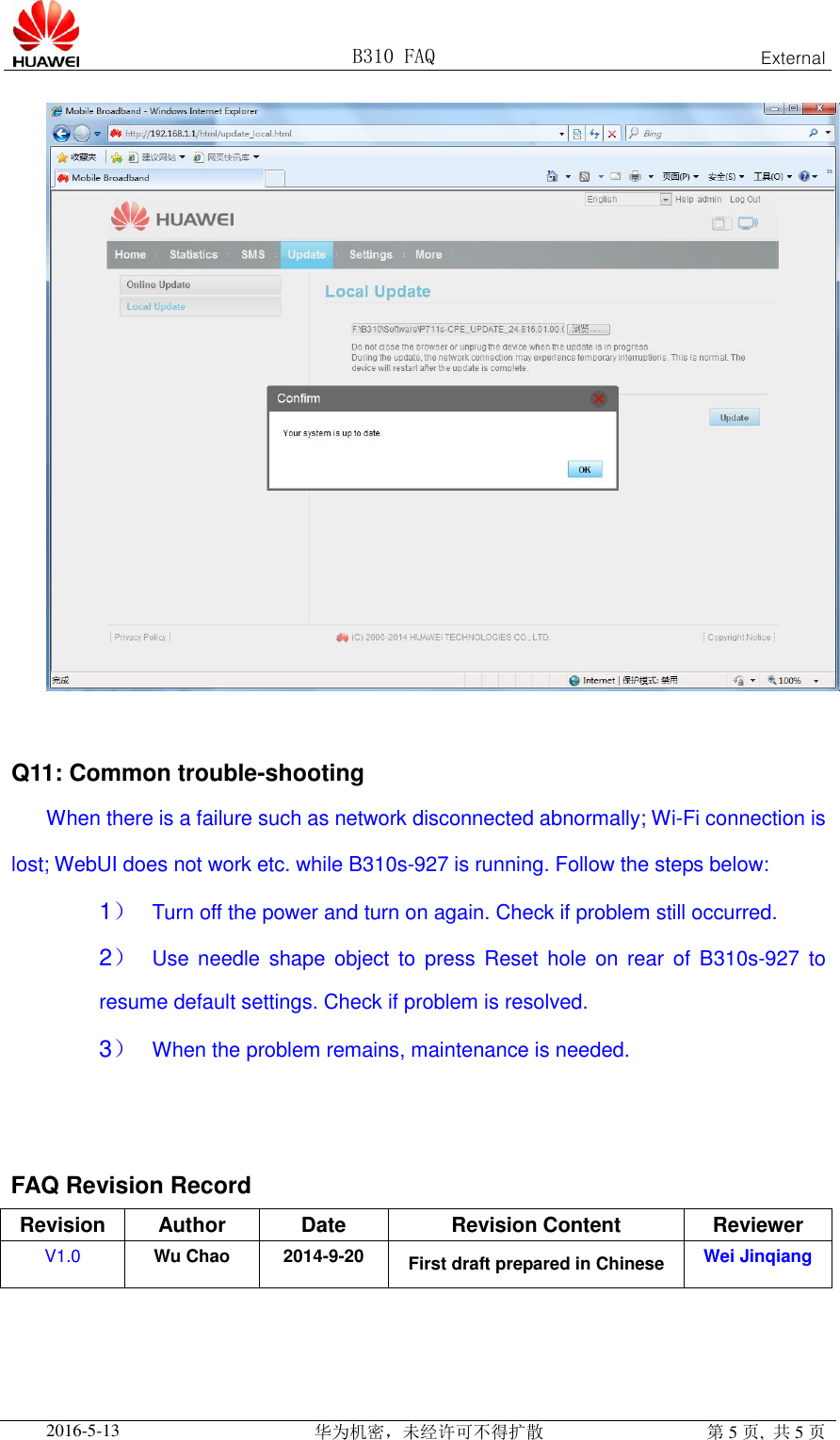 Page 5 of 5 - Huawei  B310s-927 FAQ