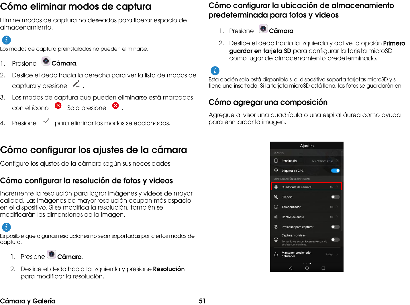 Como Elegir Tarjeta Sd Como Almacenamiento Predeterminado Huawei TRT Mobile Phone User Guide (V100R001_01,ES,Normal,H1711z) Elate™  Guia De Usuario (02,LA SP,US,Cricket,EMUI510)