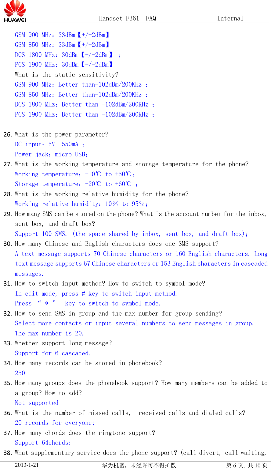 Page 6 of 10 - Huawei 手持机F361 FAQ F361 FAQ(F361, 01, EN)