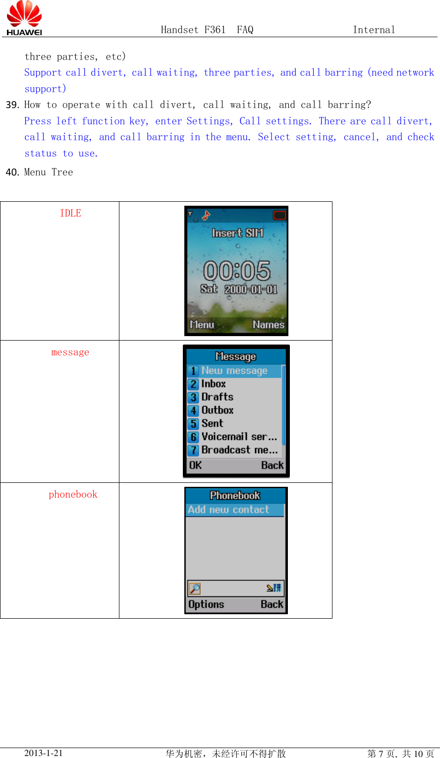 Page 7 of 10 - Huawei 手持机F361 FAQ F361 FAQ(F361, 01, EN)