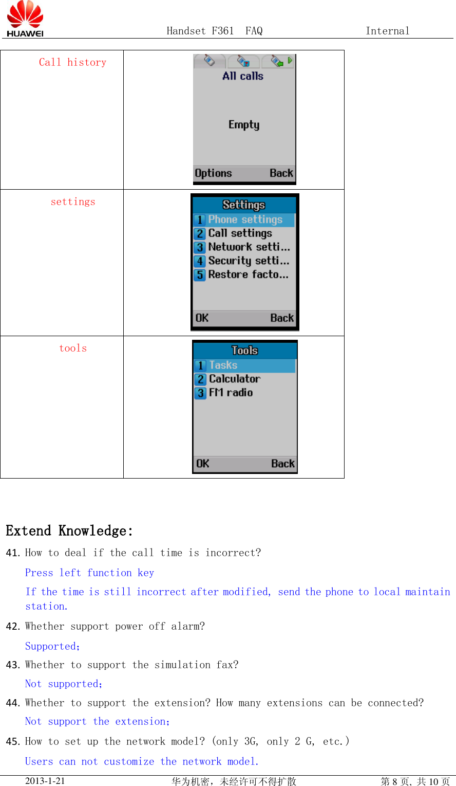 Page 8 of 10 - Huawei 手持机F361 FAQ F361 FAQ(F361, 01, EN)