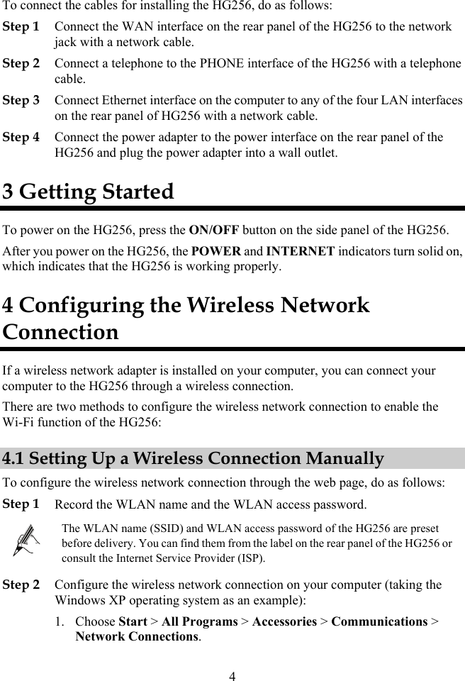 Page 4 of 6 - Huawei Huawei-Hg256-Quick-Start-Guide