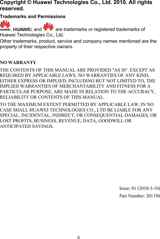 Page 6 of 6 - Huawei Huawei-Hg256-Quick-Start-Guide