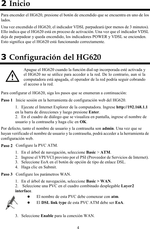 Page 4 of 6 - Huawei Huawei-Hg620-Quick-Start-Guide