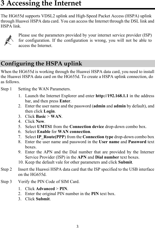 Page 3 of 8 - Huawei Huawei-Hg655D-Quick-Start-Guide