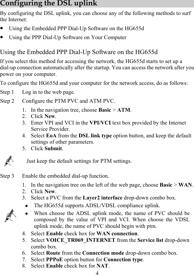 Page 4 of 8 - Huawei Huawei-Hg655D-Quick-Start-Guide