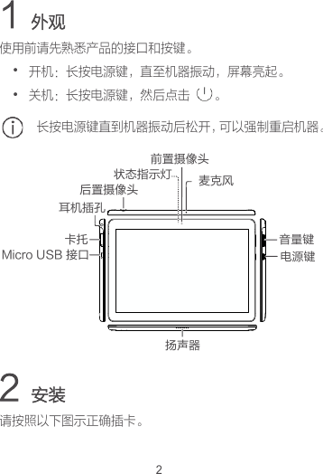 Page 2 of 8 - Huawei  荣耀畅玩平板2 快速入门-(L00&W00 01 中文)