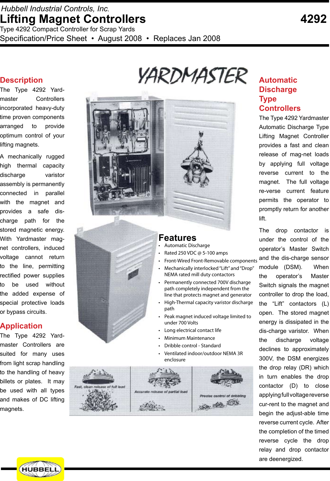 Page 1 of 2 - Hubbell Hubbell-Lifting-Magnet-Controllers-4292-Users-Manual- Hubbell-lifting-magnet-controllers-4292-users-manual