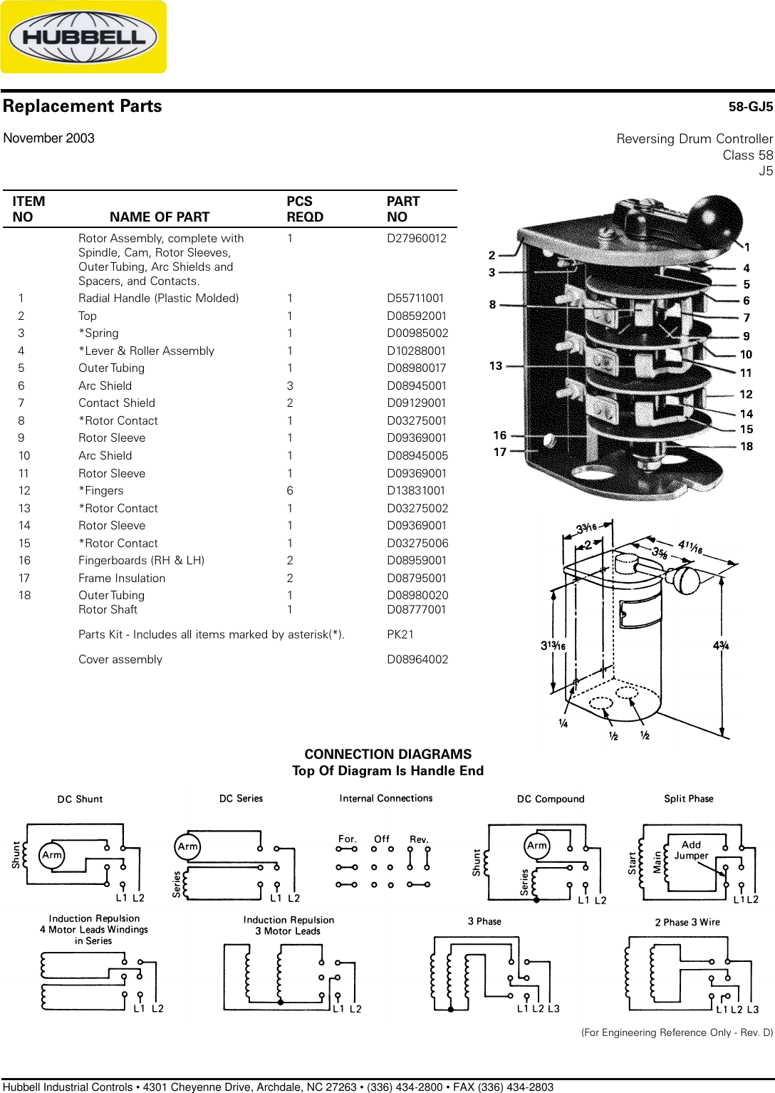 Page 1 of 1 - Hubbell Hubbell-Reversing-Drum-Controller-58-Gj5-Users-Manual- 58-GJ5 Hubbell-reversing-drum-controller-58-gj5-users-manual