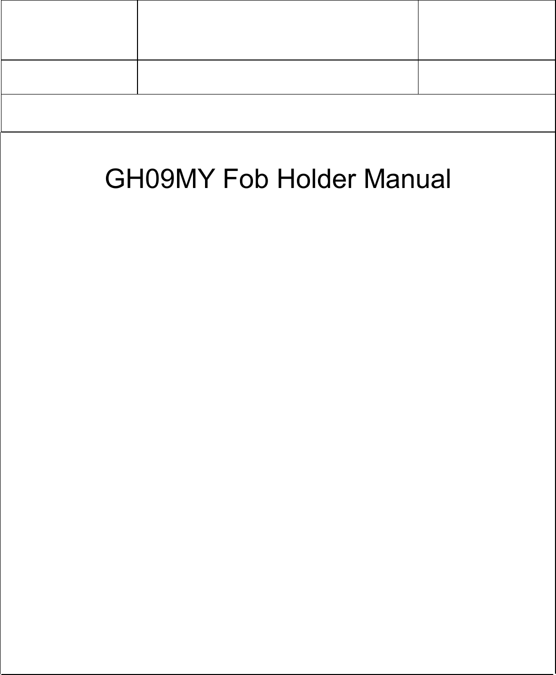            GH09MY Fob Holder Manual              