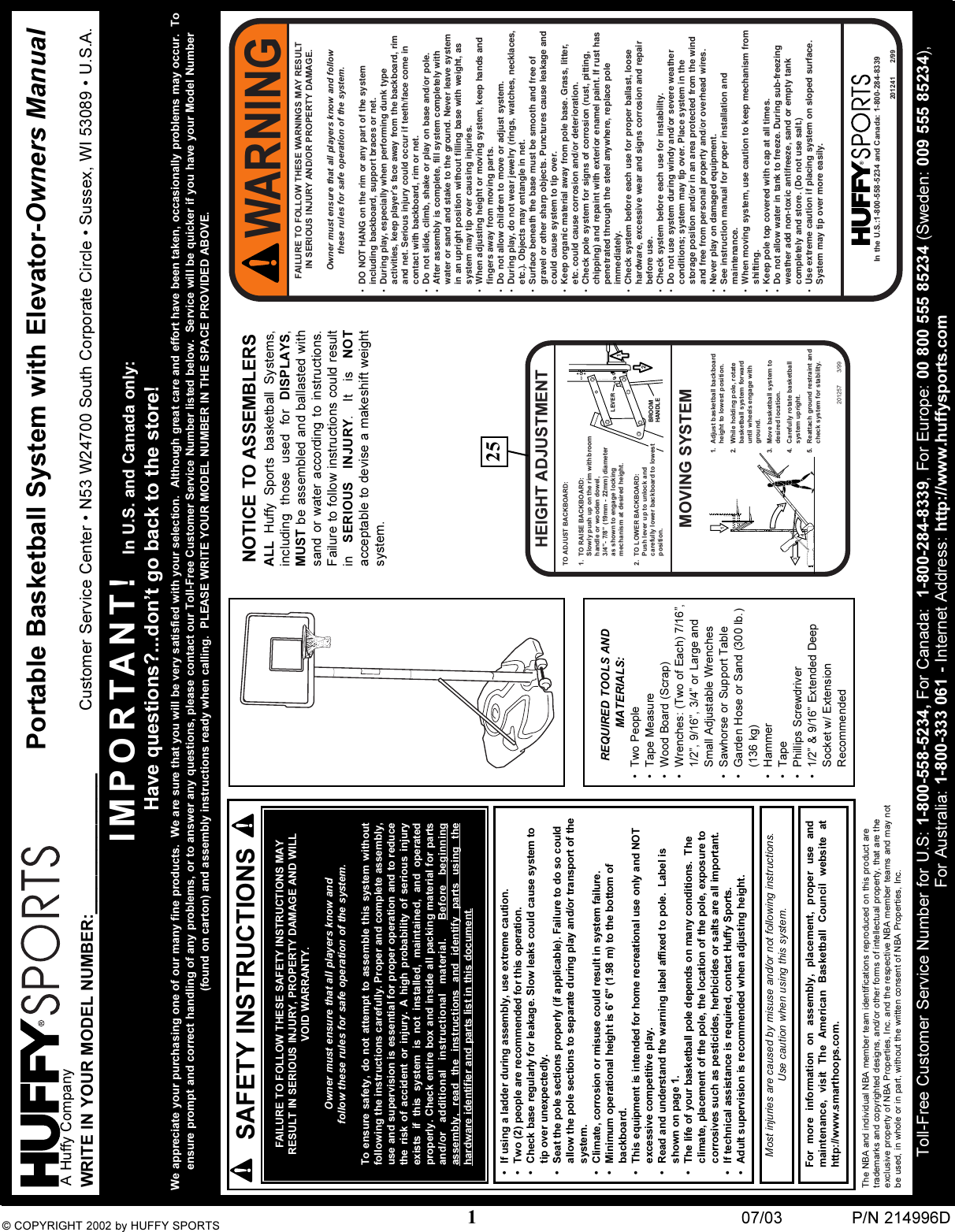 Huffybikes 15 Users Manual 214996D