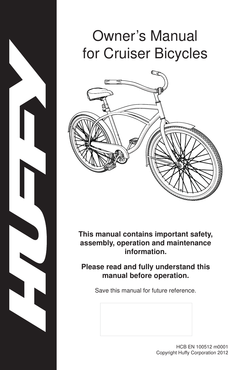 Huffybikes Cruiser Bicycle Owners Manual HCB_EN_xxxx12_m0001 web