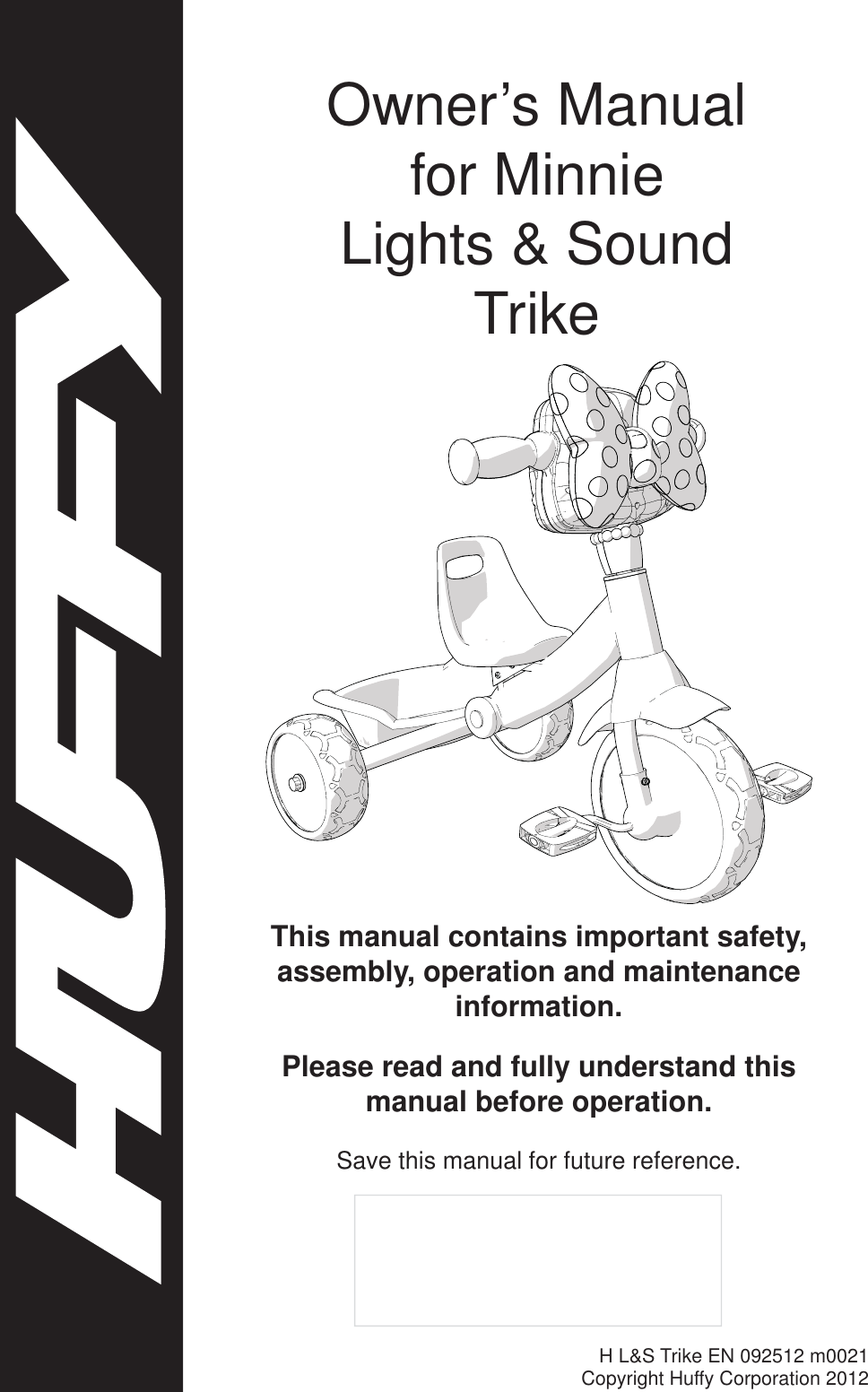 Page 1 of 8 - Huffybikes Huffybikes-Lights-And-Sounds-Trike-Side-Button-Folding-Mechanism-Owners-Manual H-L&S_Trike_EN_xxxx12_m0021