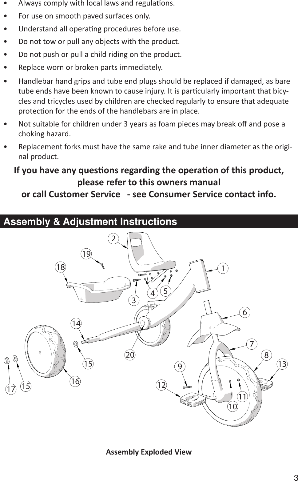 Page 3 of 8 - Huffybikes Huffybikes-Lights-And-Sounds-Trike-Side-Button-Folding-Mechanism-Owners-Manual H-L&S_Trike_EN_xxxx12_m0021