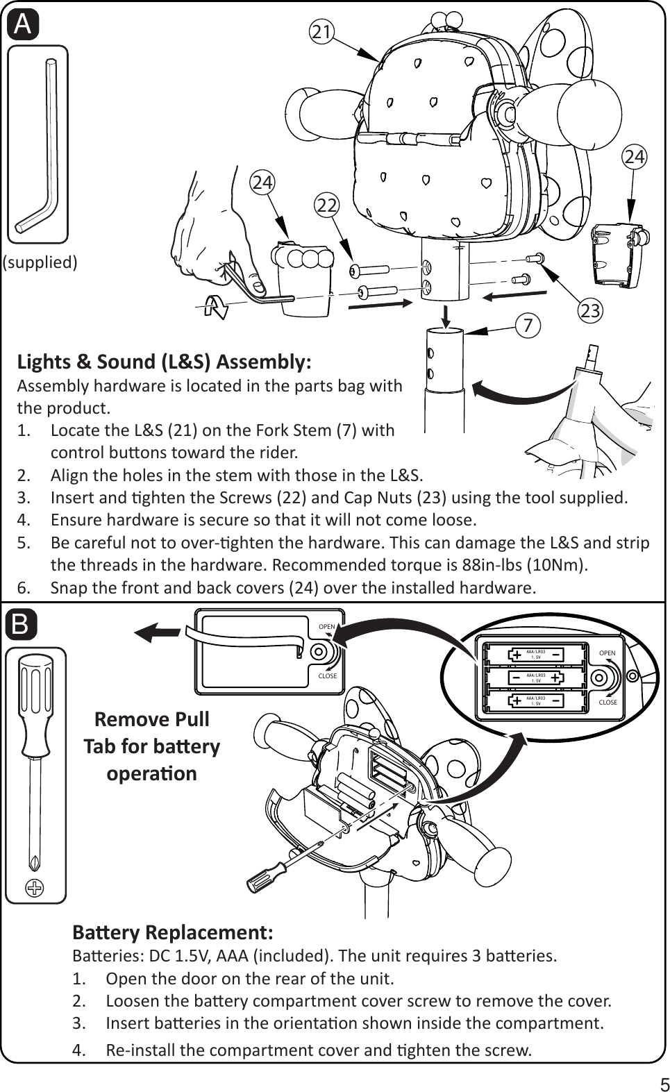 Page 5 of 8 - Huffybikes Huffybikes-Lights-And-Sounds-Trike-Side-Button-Folding-Mechanism-Owners-Manual H-L&S_Trike_EN_xxxx12_m0021