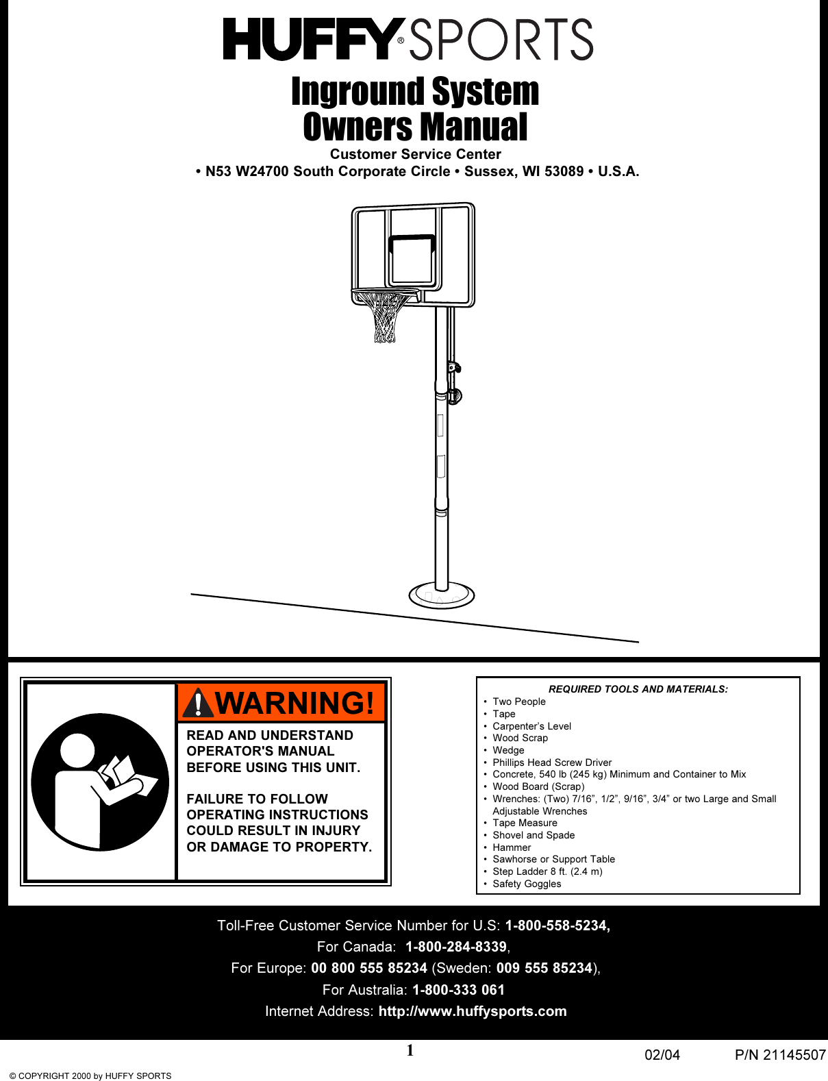 Huffybikes Sports Basketball Systems Users Manual 211455F