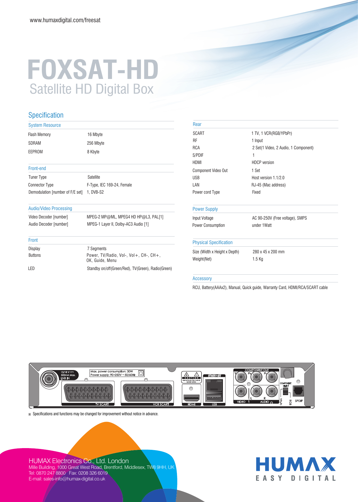 Page 2 of 2 - Humax Humax-Foxsat-Hd-Users-Manual- FOXSAT HD_leaflet_1  Humax-foxsat-hd-users-manual