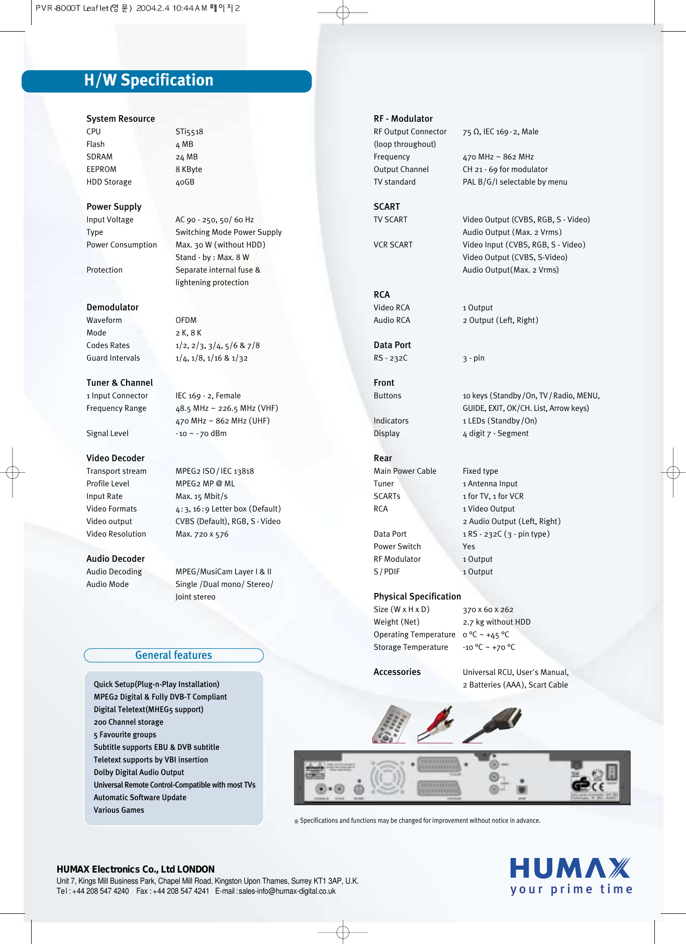 Page 2 of 2 - Humax Humax-Pvr-8000T-Users-Manual-  Humax-pvr-8000t-users-manual